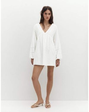 Pull&Bear Short Puff Sleeve Dress - White