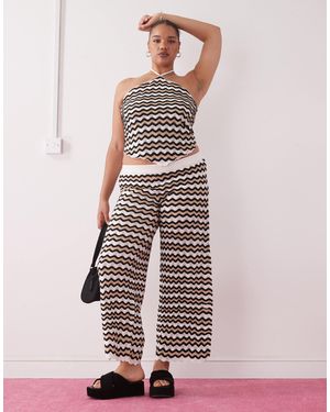 Noisy May Loose Fit Crochet Trouser Co-ord - Natural