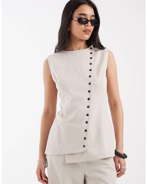 Pretty Lavish Asymmetric Tailored Waistcoat Co-Ord - White