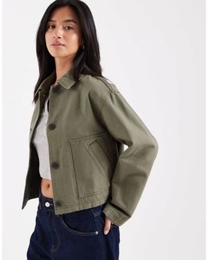 ASOS Asos Design Petite Short Cotton Harrington Jacket - Green