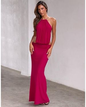 Tiger Mist Evanna Choker Halterneck Open Tie Back Maxi Dress - Pink
