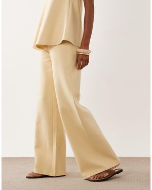 ASOS Interlock Wide Leg Trouser Co-ord - Natural