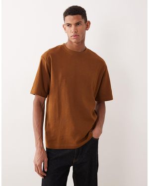 SELECTED – oversize-t-shirt aus 100% baumwolle - Braun