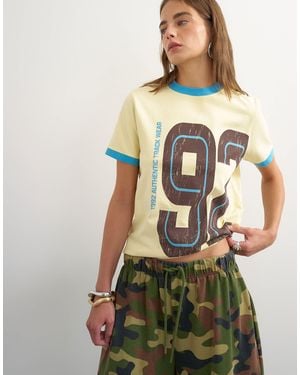 TOPSHOP Graphic Color Block Cuff Tee - Green