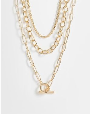 ASOS Multi-row Necklace With Chunky Chains And T-bar Detail - White