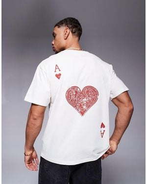 ADPT Oversized T-shirt With Ace Of Hearts Backprint - White