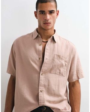 ASOS Relaxed Linen Blend Shirt - Pink