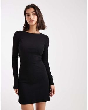 Brave Soul Mini-Jurk Van Jersey Met Lange Mouwen - Zwart