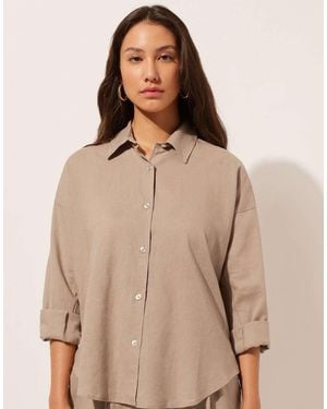 Calzedonia Short Linen And Viscose Shirt - Natural