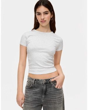 Pull&Bear – figurbetontes t-shirt - Weiß