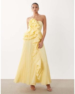 ASOS Bandeau Pleated Maxi Dress - Yellow