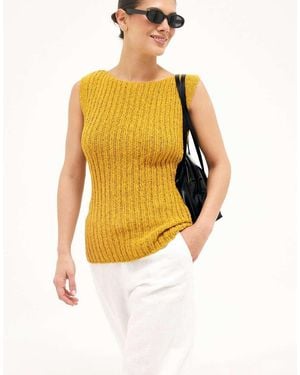 NA-KD Knitted Sleeveless Boatneck Top - Yellow