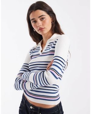 ASOS Gestrickter polo-pullover mit streifen - Weiß