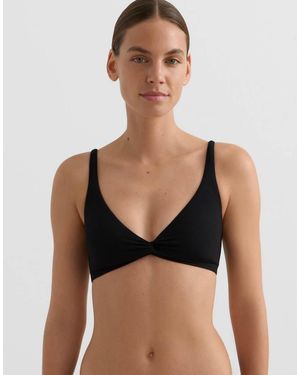 Oysho Piqué Knot Strap Bikini Top - Black