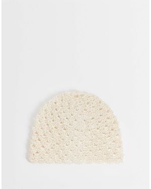 Mango Knitted Beanie Hat - Natural