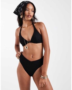 Lindex Slip Bikini A Vita Alta All'Uncinetto - Nero