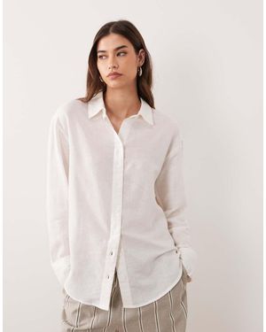 ASOS Camisa Blanca De Mezcla De Lino De - Blanco