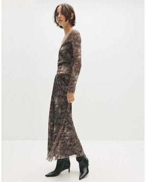 Pull&Bear Mesh Midi Skirt With Buckle - White