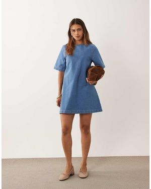 ASOS Denim T-shirt Mini Dress - Blue