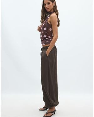 Stradivarius Flowy Sarouel Trousers - White