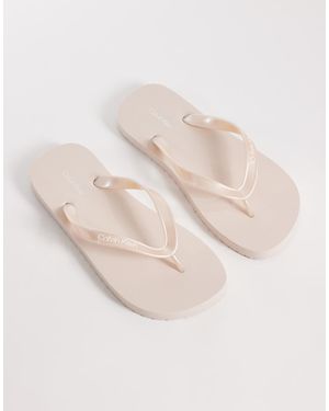 Calvin Klein Jeans Metallic Flip Flops - Natural