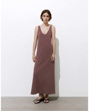 Pull&Bear Strappy Midi Dress - Brown