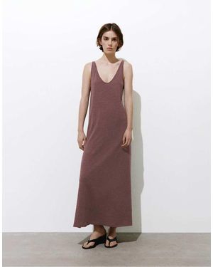 Pull&Bear Midi Jurk Met Bandjes - Bruin
