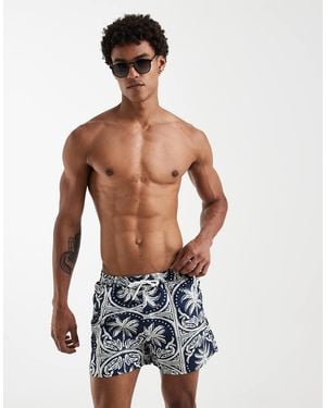 Aray Palm Tree Motif Swimshort - Blue