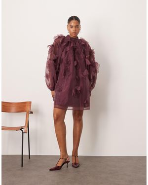 ARRANGE Curve exklusiv – hochgeschlossenes trapez-minikleid aus organza - Lila