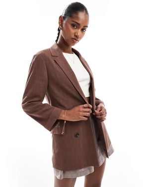 Stradivarius Stradiavrius Linen Blend Blazer - Brown