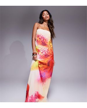 Murci Exclusive Chiffon Bandeau Trapeze Maxi Dress - Red