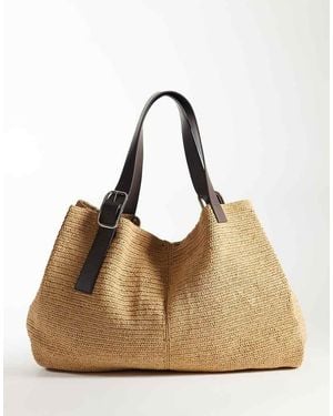 Mango Borsa Shopping Intrecciata Con Fibbia - Neutro