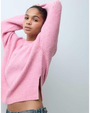 JJXX Fluffy Cropped Ribbed Jumper - Pink