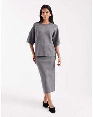 Object Structured Knit Midi Skirt Co-Ord - Gray