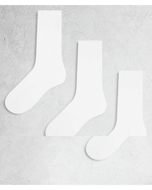 ARKET Pack De 3 Pares De Calcetines Blancos De Canalé De Algodón De