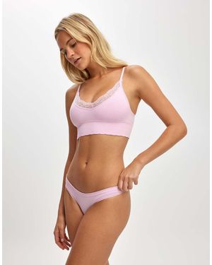 Cotton On Seamless Longline Lace Trim Bralette - Pink