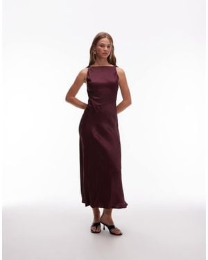 & Other Stories Satin Crepe Midi Dress With Drape Neck - Red