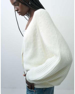 ASOS Cárdigan De Punto Extragrande En-Blanco