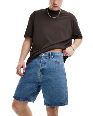 Weekday Space Relaxed Fit Denim Shorts - Black