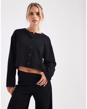 Miss Selfridge Gilet d'ensemble en maille côtelée douce - Noir