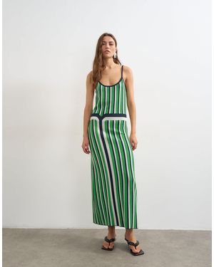 TOPSHOP Knitted Stripe Maxi Dress - Green