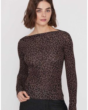Tezenis Top Long Sleeve Boat Viscose Print - Brown