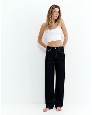 Pull&Bear Mid-waist Straight-leg Jeans - Blue