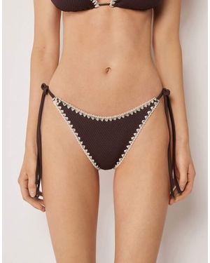 Calzedonia Tie Brazilian Bottoms Bicolour Embroidery - Natural