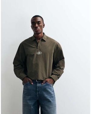 ASOS Oversized Polo Shirt With Embroidery - Green