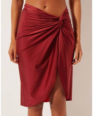 Calzedonia Pareo Skirt Shiny Satin - Red