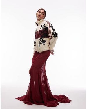 ASOS Maxirok Van Chiffon Met Sleep - Rood