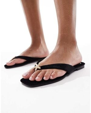South Beach Velvet Starfish Flip Flops - White