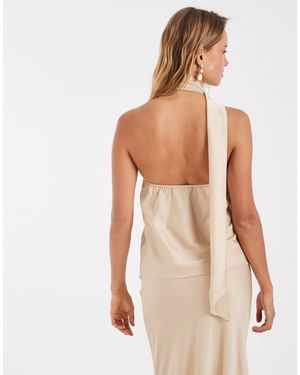 ONLY Scarf Detail One Shoulder Top - Natural