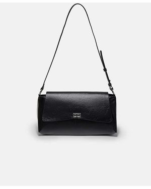 Stradivarius Large Flap Crossbody Bag - Black